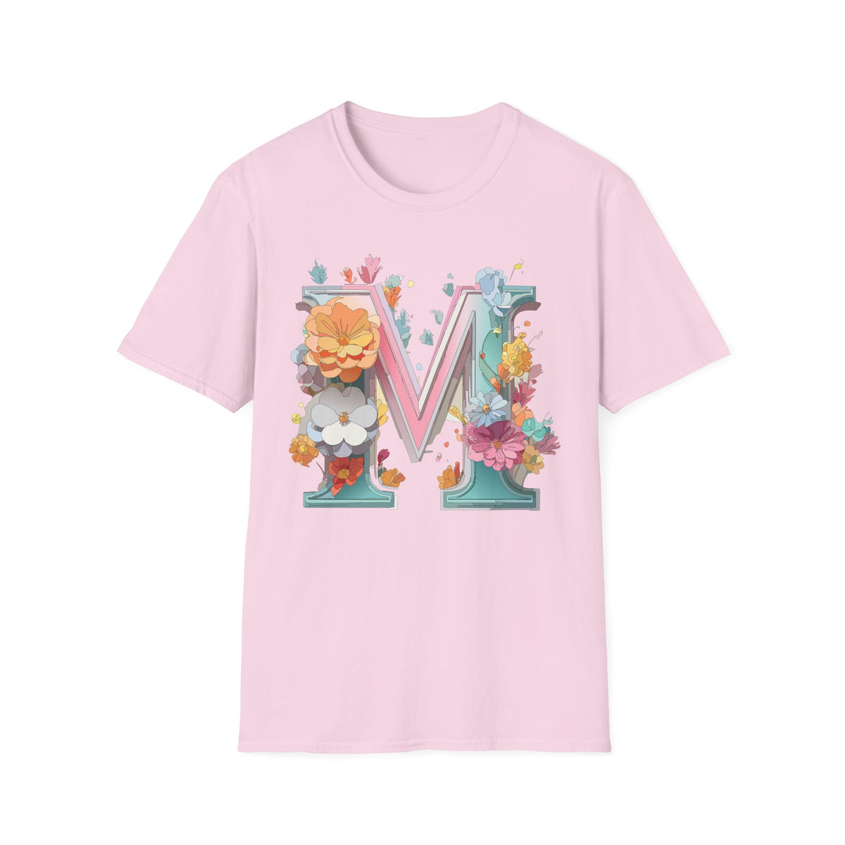 Floral Letter M Shirt | Monogram Initial Tee, Botanical Alphabet