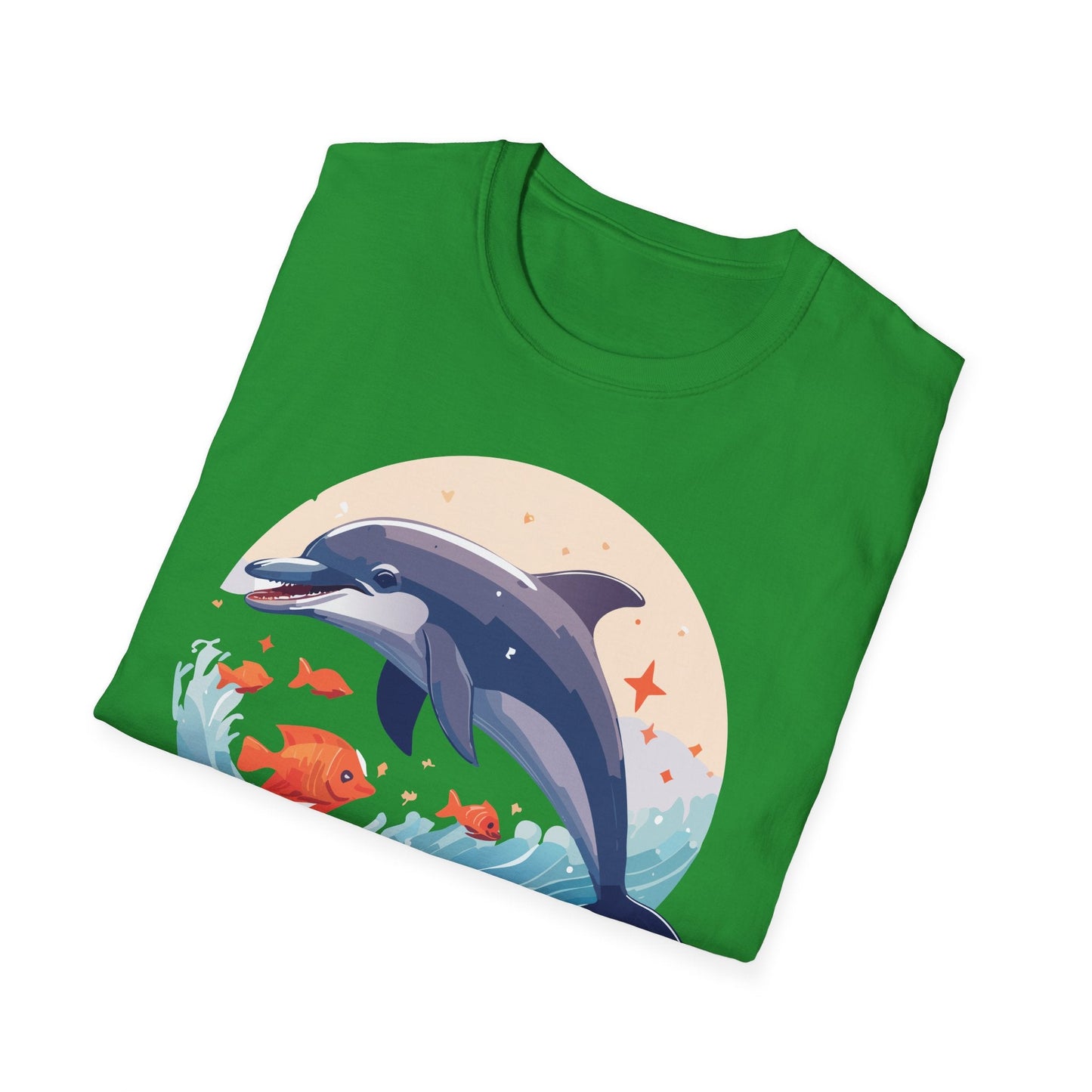 Unisex Dolphin Shirt Gildan Softstyle 64000 Short Sleeve Fish Tee With Dolphin Graphic