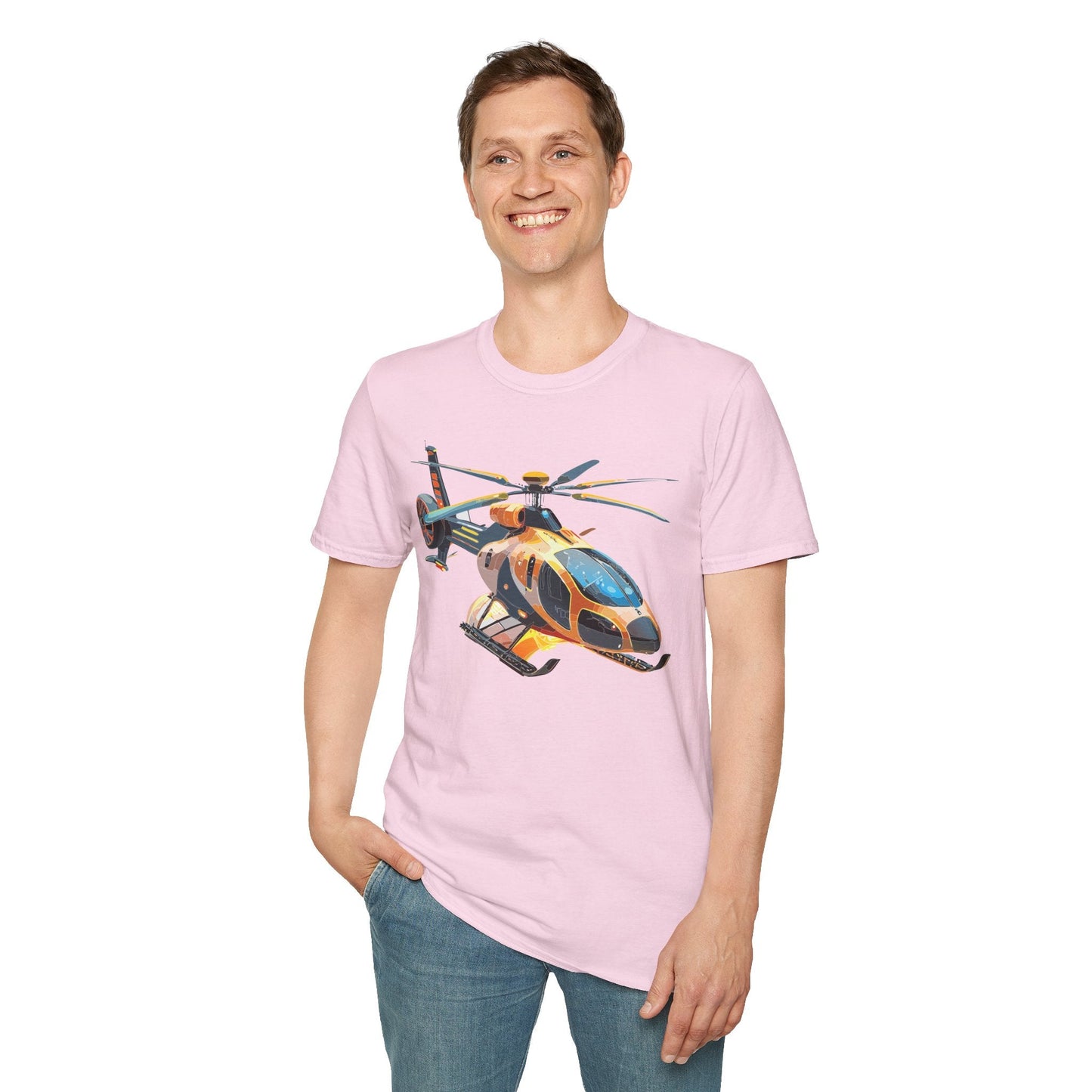 Unisex Helicopter Chopper T Shirt Softstyle 64000 Gildan Durable Lightweight Tee Design
