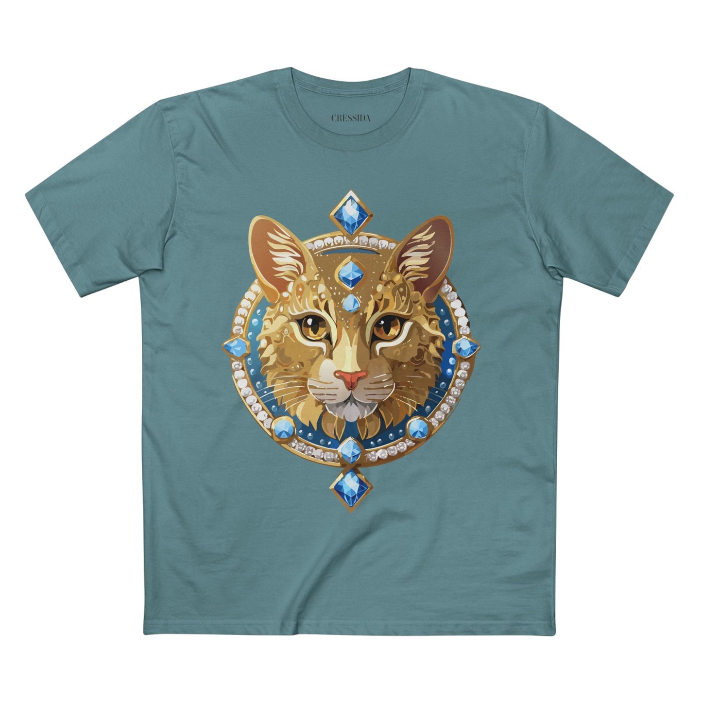 Cat Graphic Unisex 100 Cotton Tee With Unique Animal Golden Medallion Art Design 10