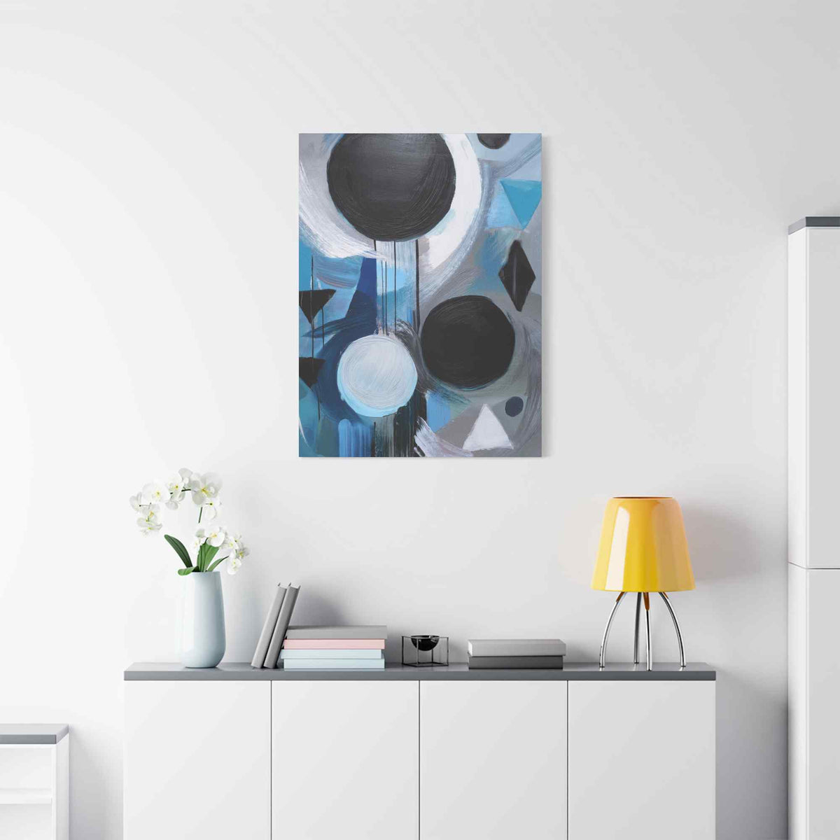 Blue Abstract Painting Print Canvas 20x24,20x30,24x30, 24x32,24x36,30x40, 32x48,36x48,40x60 Pine-Wood Inner Frame ABS-30