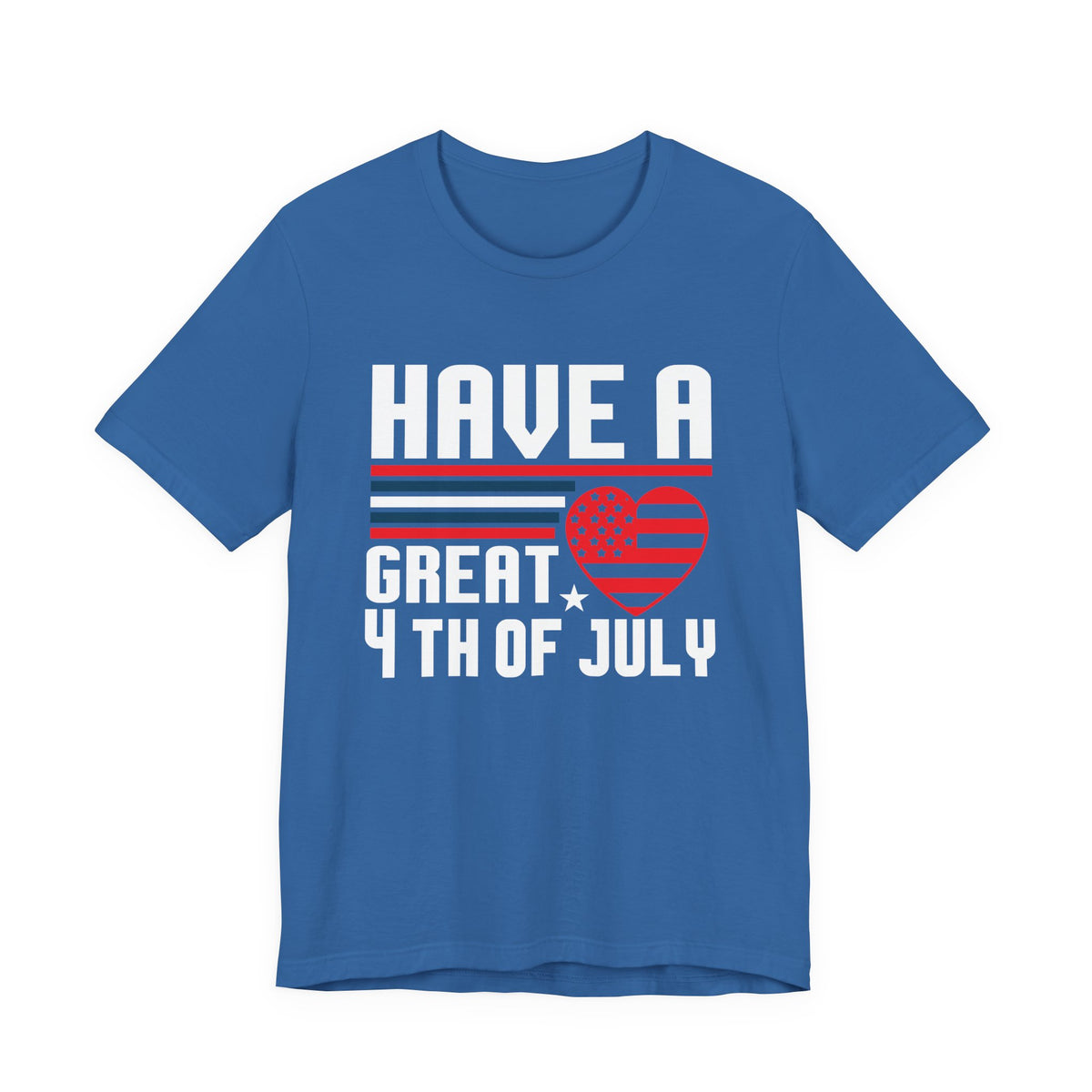 4th of July Tee American Flag Heart Patriotic Independence Day Unisex Cotton Shirt 020