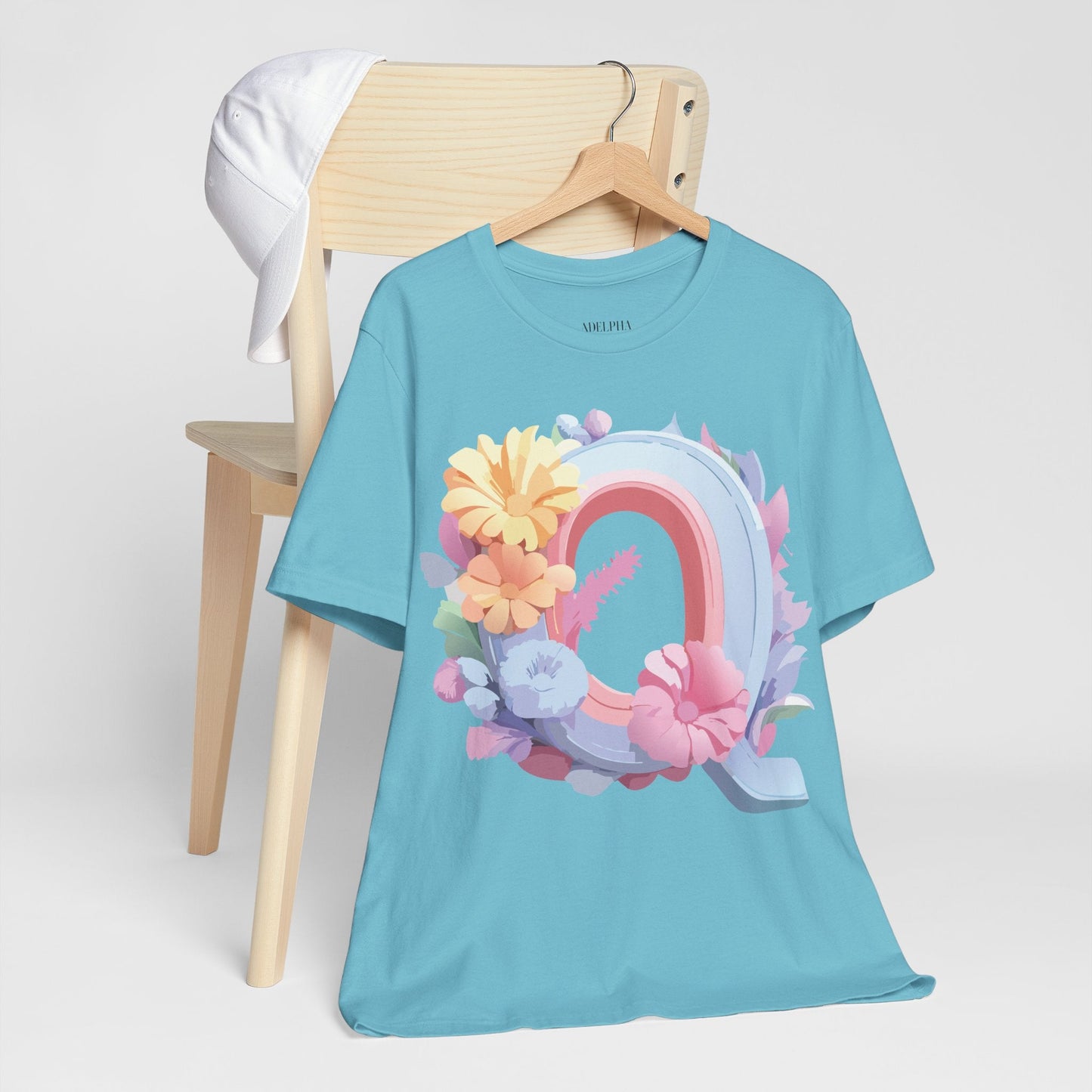Unisex Letter Q Graphic Tee By Adelpha Vintage Inspired Art Design Short Sleeve Shirt