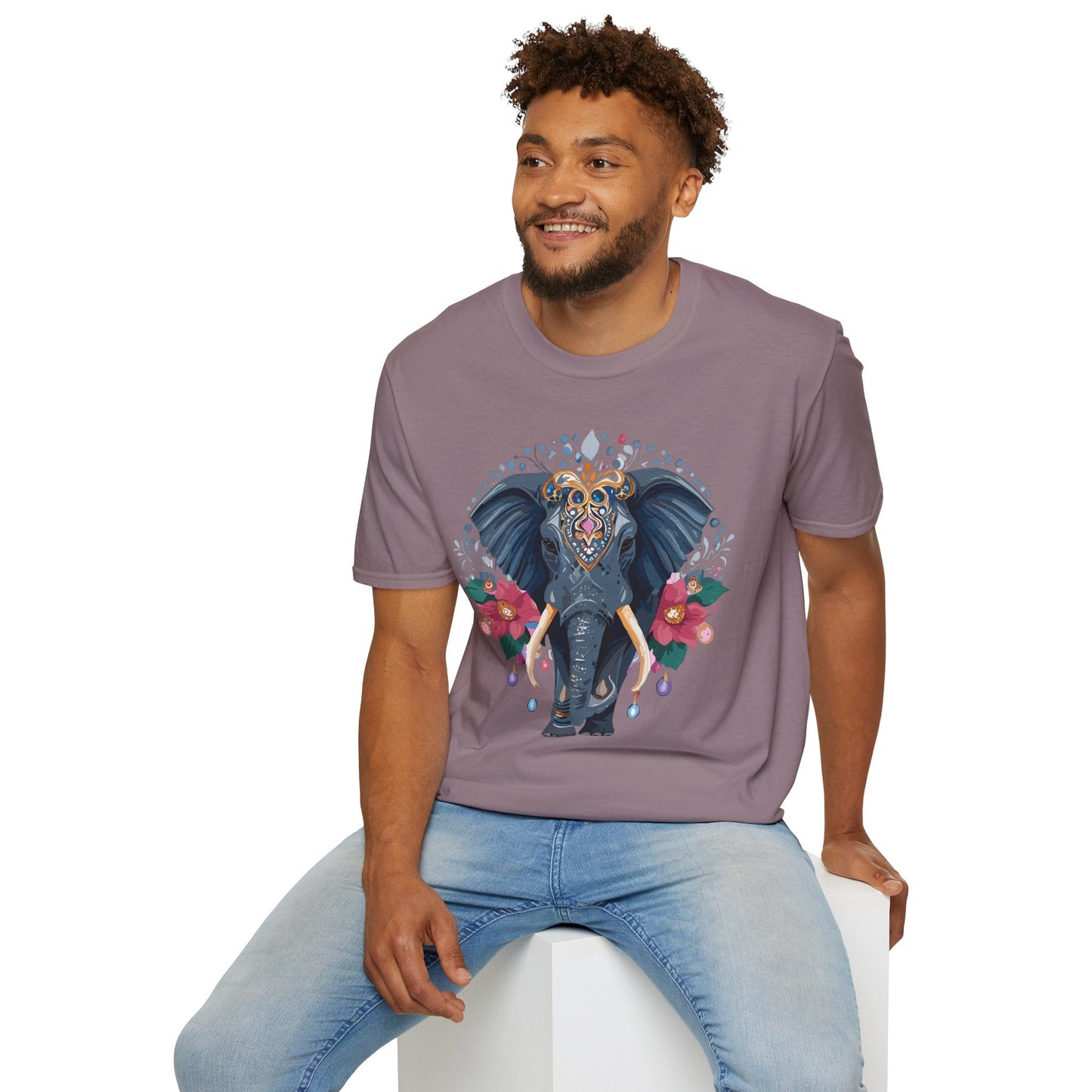 Elephant Graphic T Shirt Unisex Cotton Tee Softstyle Gildan 64000 Elephant Design