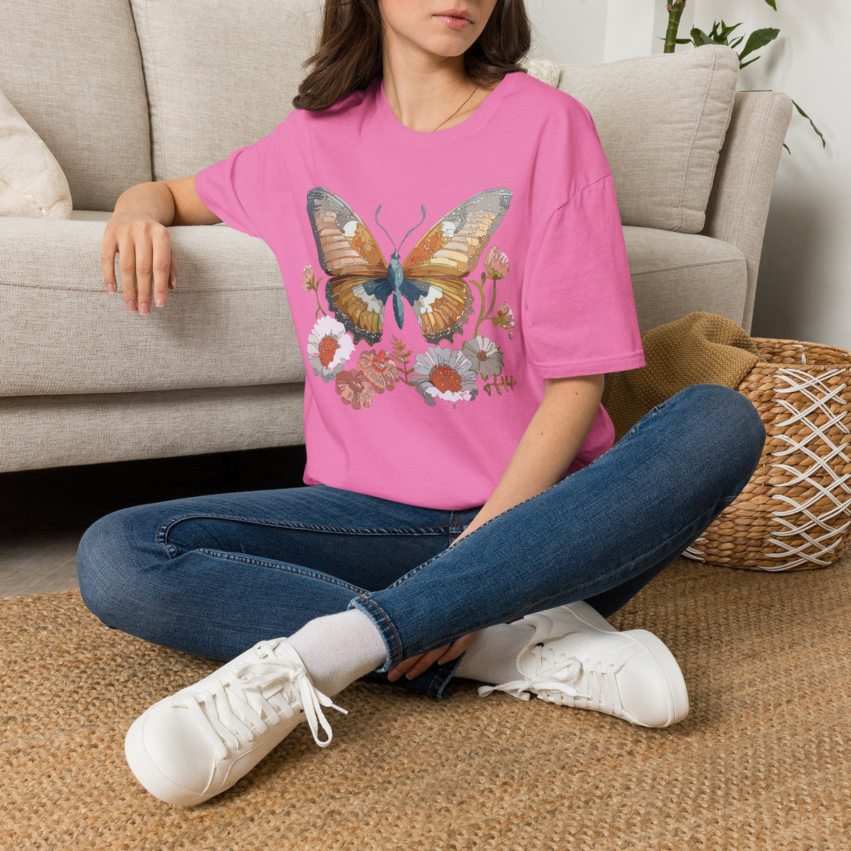 Butterfly Floral Watercolor Wings Graphic Design Unisex 100 Cotton Gildan T-Shirt