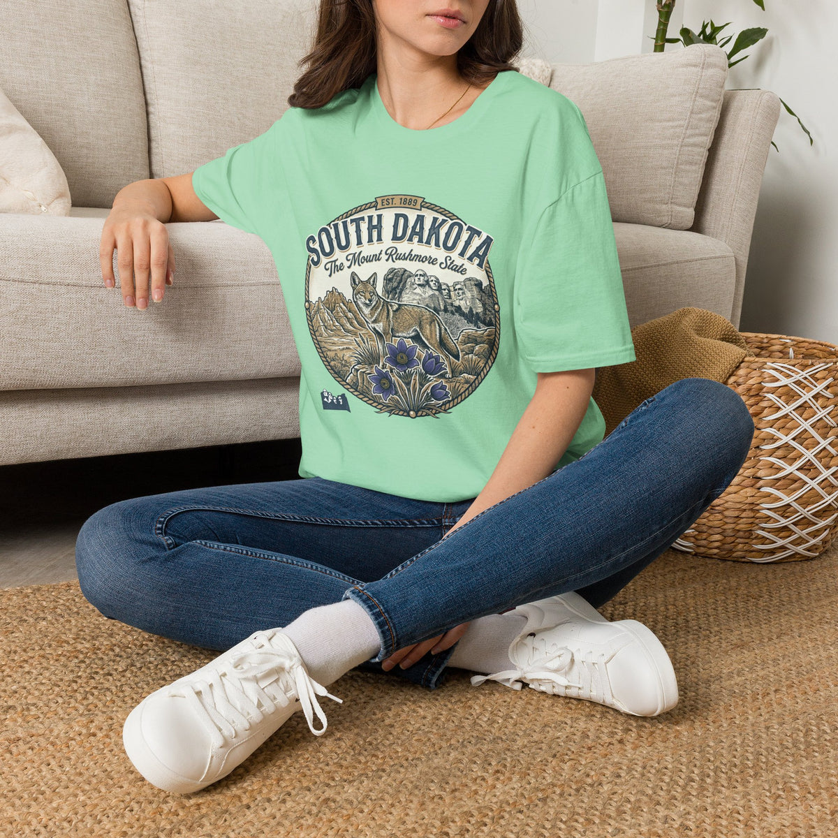 South Dakota Wildlife Tee – State Prairie Flowers Travel Tourist Graphic Tee Unisex 100 Cotton Gildan T-Shirt