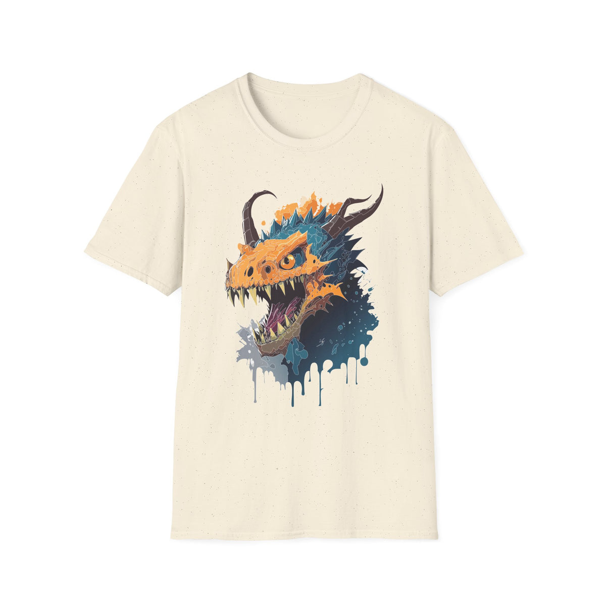 Dragon Head Graphic T-Shirt — Fiery Monster Art Cartoon Graphic Tee Unisex 100 Cotton Gildan T-Shirt