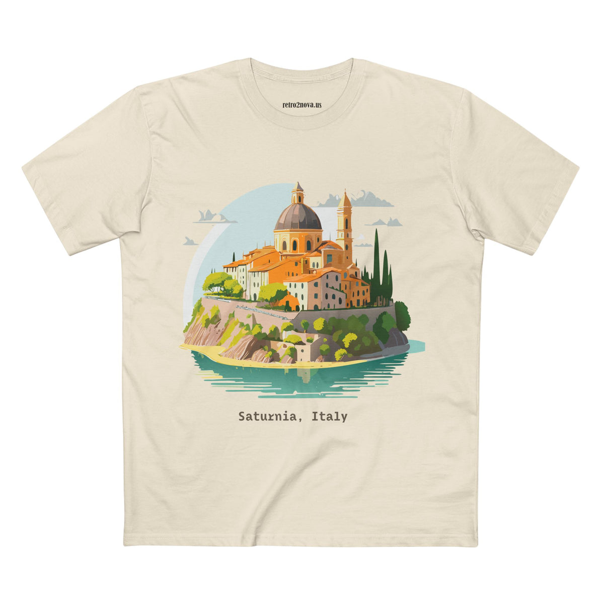 Saturnia Italy townscape T-Shirt | Travel illustration tee, Italian village