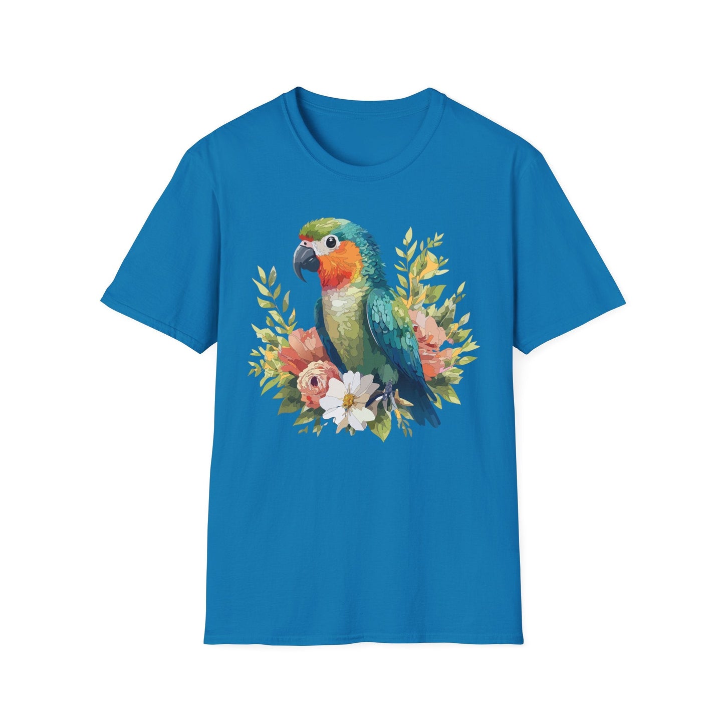 Floral Bird T Shirt Unisex Softstyle Gildan 64000 Cotton Tee for Everyday Comfort