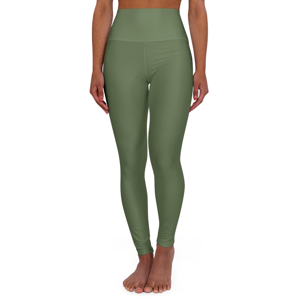 Dusty Olive Color High-Waist Yoga Leggings Women's Seamless Poly-Span Stretchy Pants XS-2XL