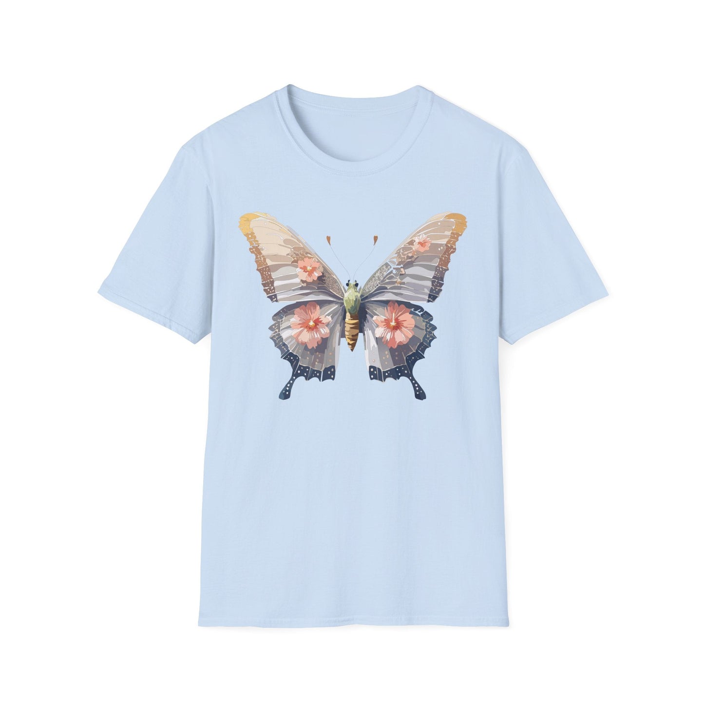 Butterfly T Shirt Unisex Monarch Design Gildan Softstyle 64000 100 Percent Ring Spun Cotton