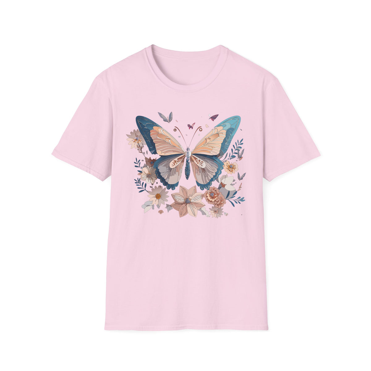Butterfly Floral T-Shirt — Vintage Boho Nature Graphic Tee Unisex 100 Cotton Gildan T-Shirt