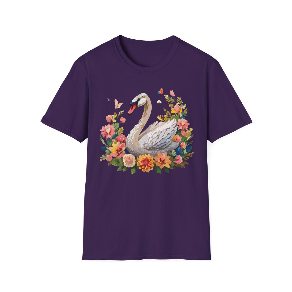 Floral Swan T-Shirt | Swan Illustration Tee, Floral Bird Shirt