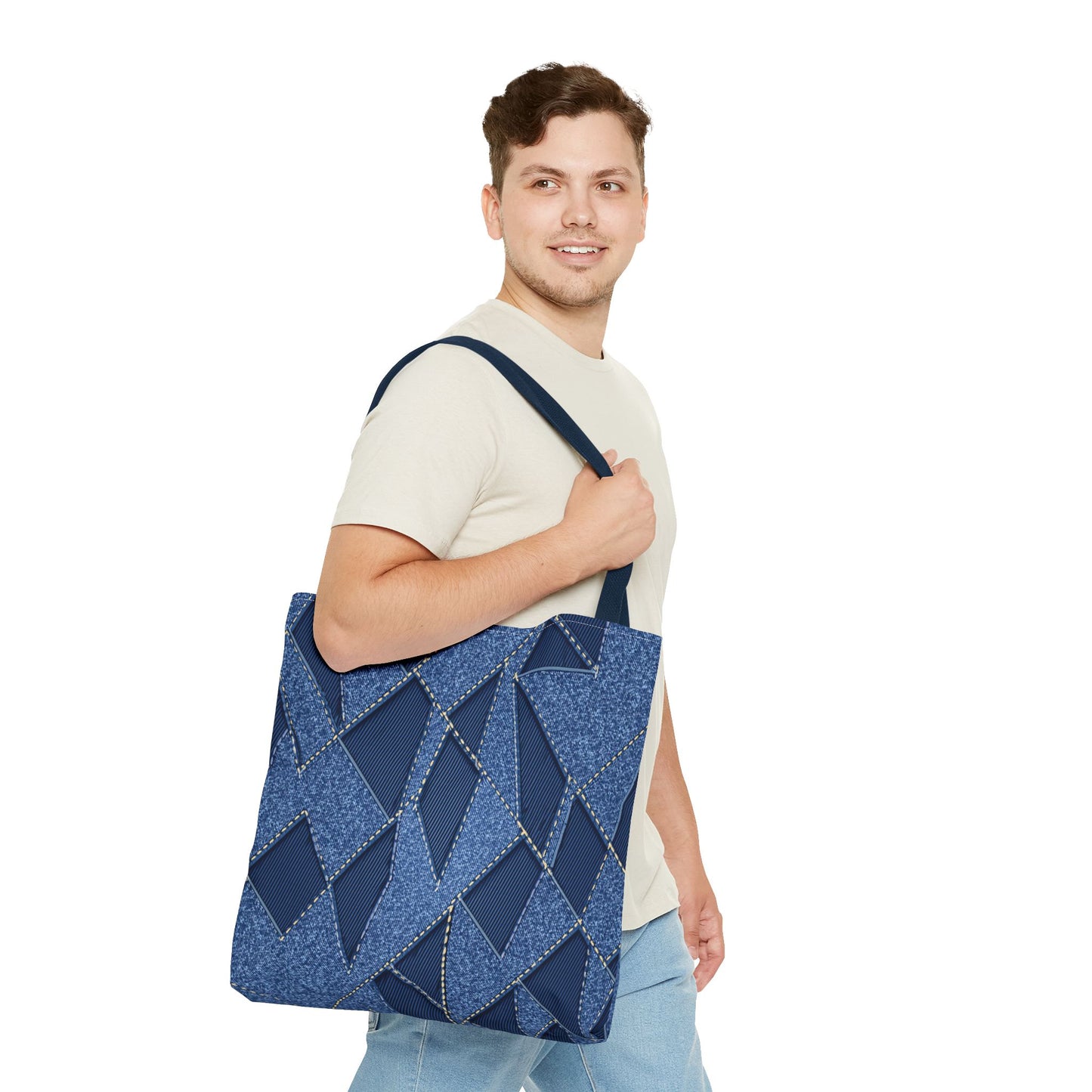 Denim Fabric Imitation Print Unisex Canvas Bag Poly Spun 3 Sizes Tote Bag 103