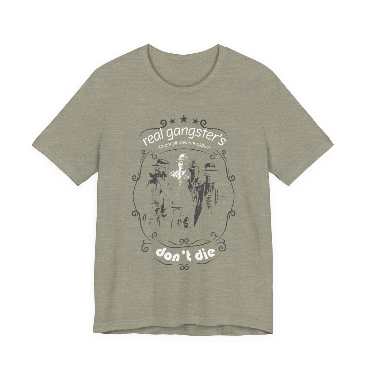 Real Gangsters Don't Die T-Shirt Vintage Outlaw Illustration Retro Biker Tee A-3