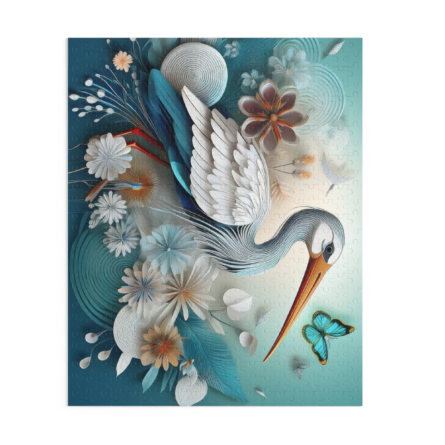 Puzzles-39 Kids Stork Puzzle 500-Piece | Floral Stork Puzzle 500-Piece, Birds Kids Puzzles Size: 16" x 20",  Ages 9+