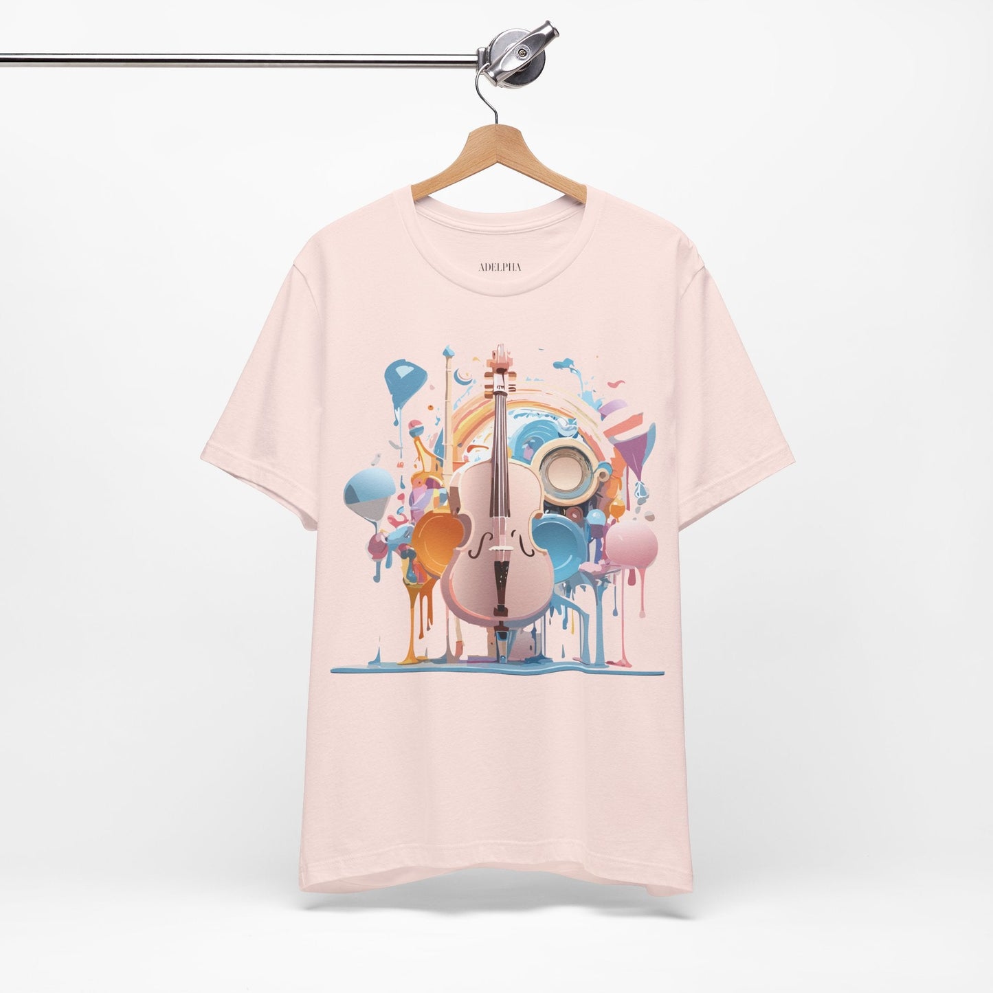 Music Graphic Unisex 100 Cotton Vintage Art with Musical Elements Tee 80