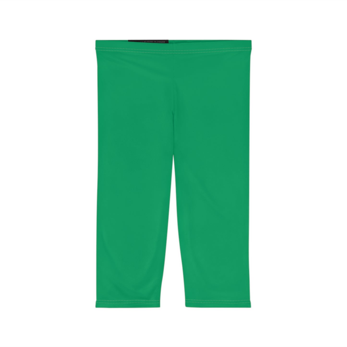 Jungle Green Color Women's Brushed Suede Poly Span Casual Capri Leggings XS-2XL