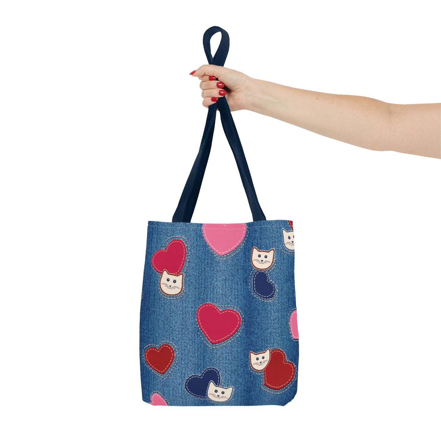 Love Day Graphic Design Denim Fabric Imitation Print Unisex Canvas Bag POLY 3 Sizes Tote Bag 201-17
