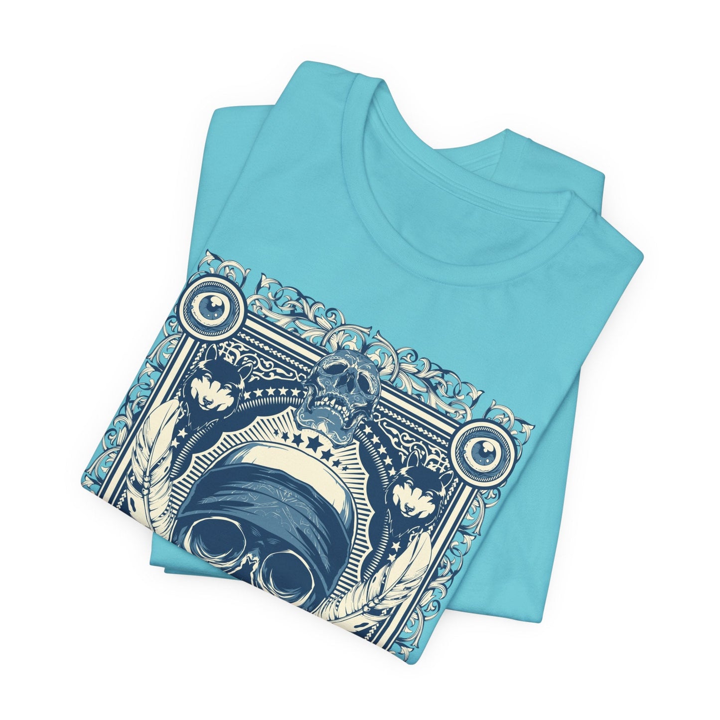 Skull Crown Graphic Tee Vintage Ornate Skull Illustration Rock Band T-Shirt