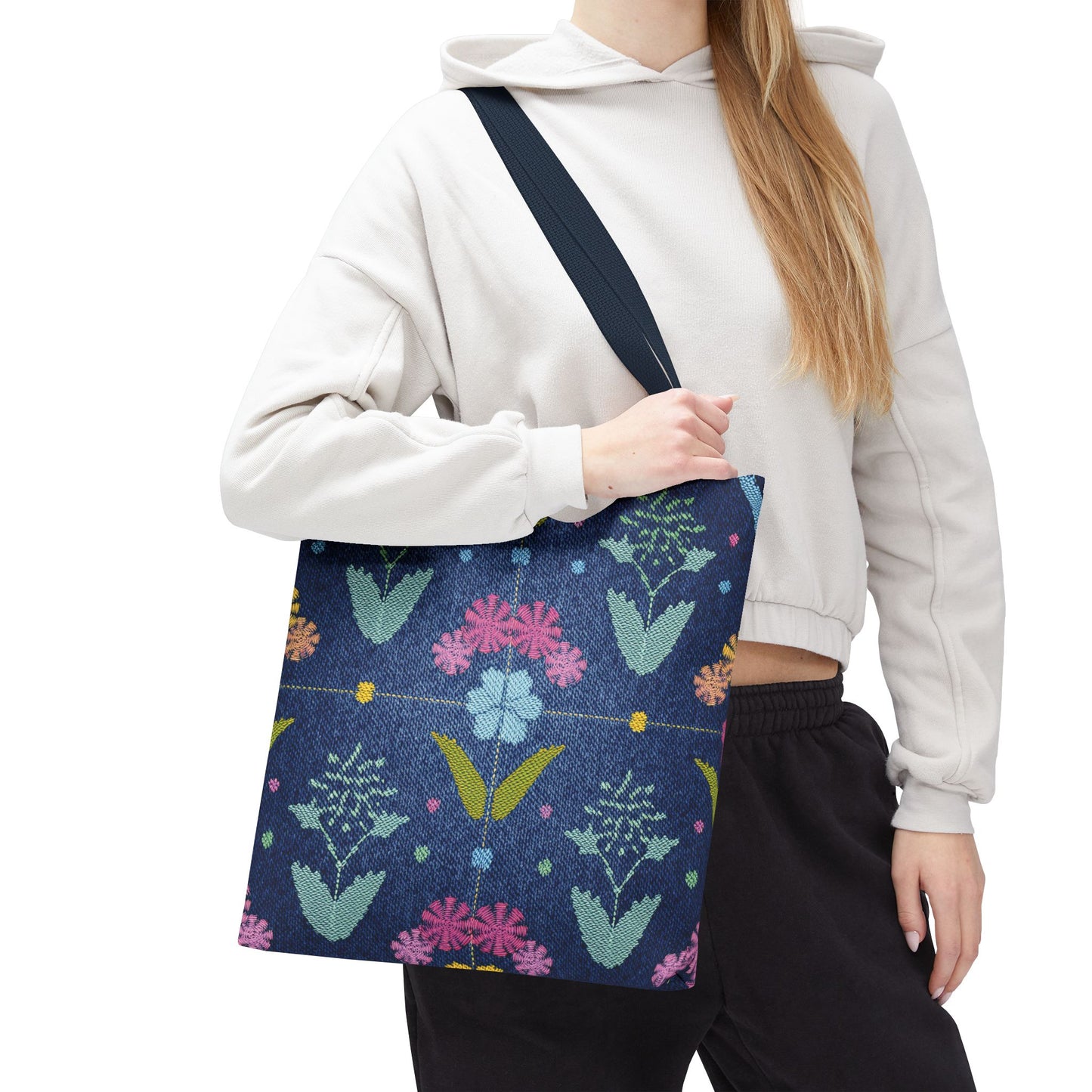 Denim Fabric Imitation Print Unisex Canvas Bag Poly Spun 3 Sizes Tote Bag 127