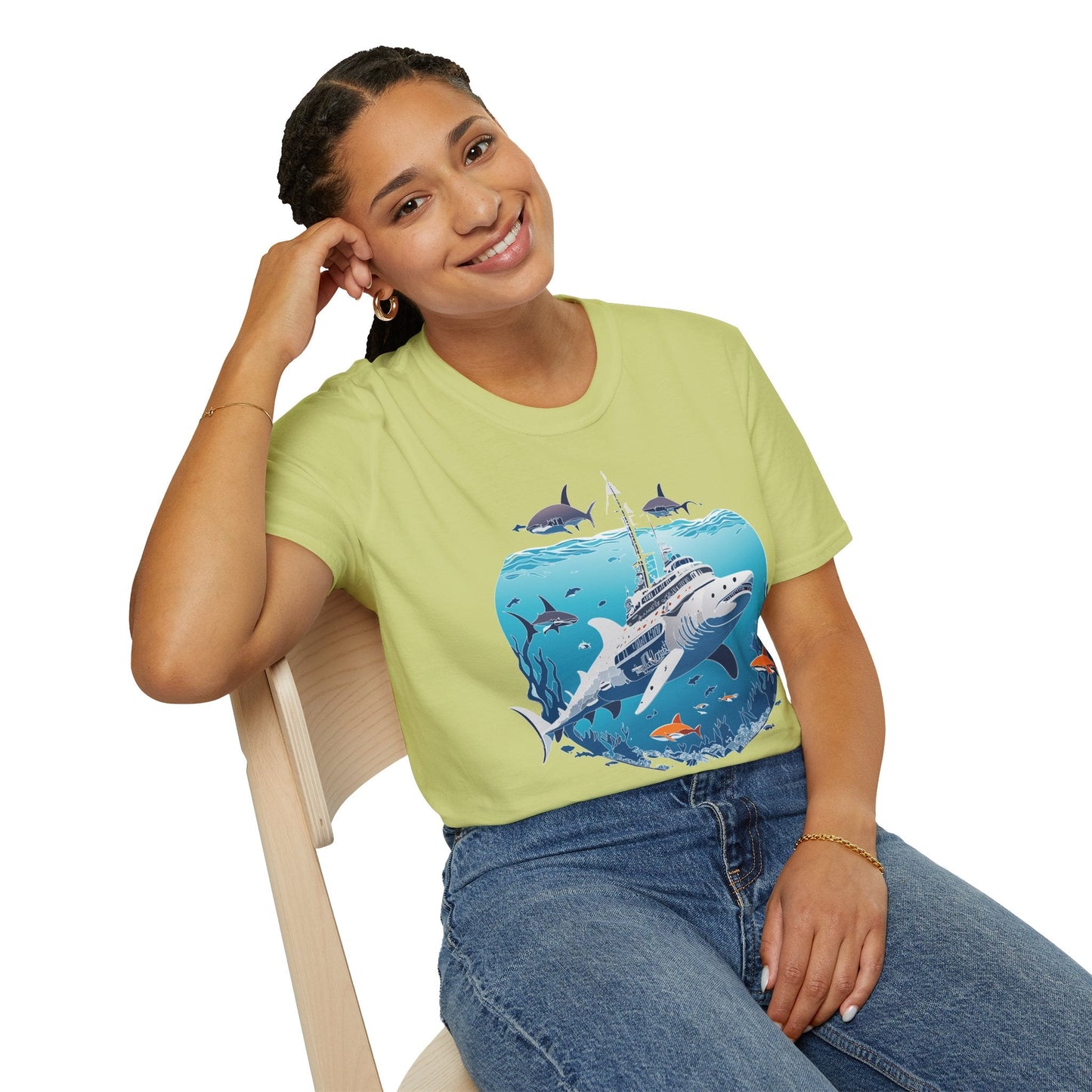 Ocean Tee Shirt Unisex Softstyle 64000 Ring Spun Cotton Art Design Tee For Everyday Comfort