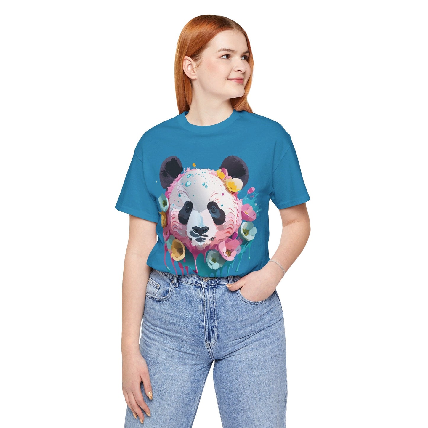 Panda Graphic Unisex 100 Cotton Vintage Art with Animal T-Shirt 5