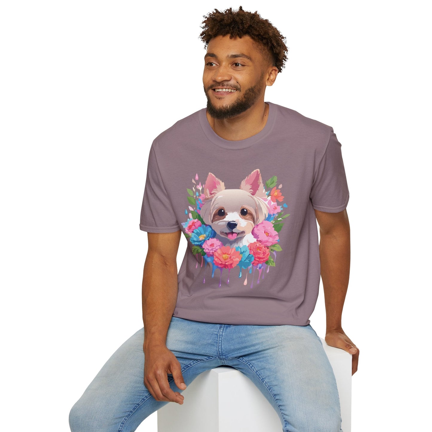 Unisex Gildan Softstyle Animal Print Dog Shirt Tee 100 Percent Cotton