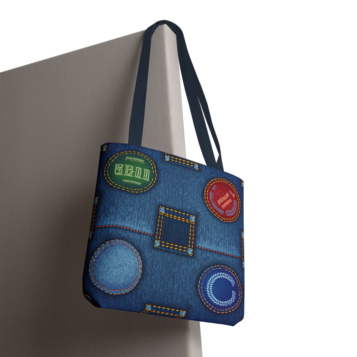 Denim Fabric Imitation Print Unisex Canvas Bag Poly Spun 3 Sizes Tote Bag 141