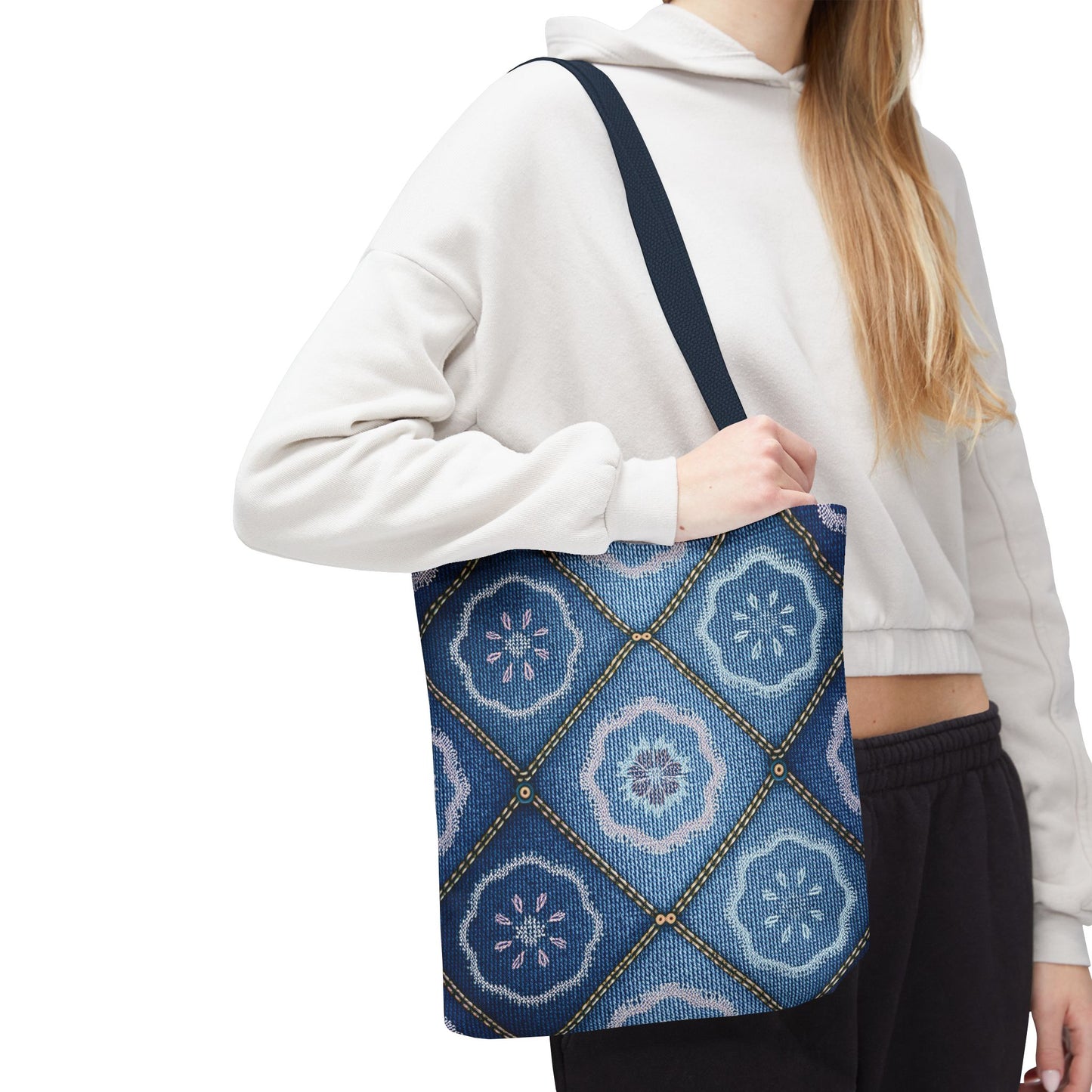 Denim Fabric Imitation Print Unisex Canvas Bag Poly Spun 3 Sizes Tote Bag 123