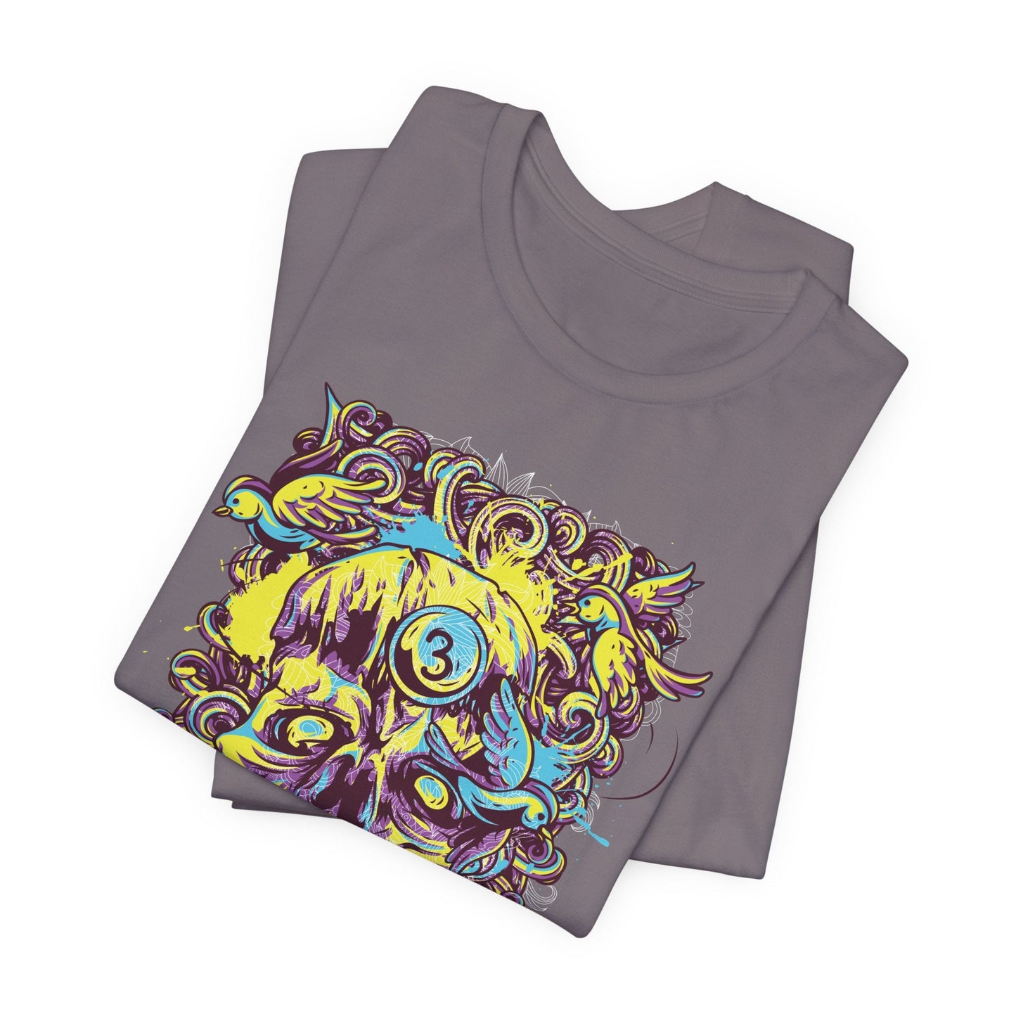 Colorful Skull Illustration Graphic Unisex Cotton T-Shirt r41