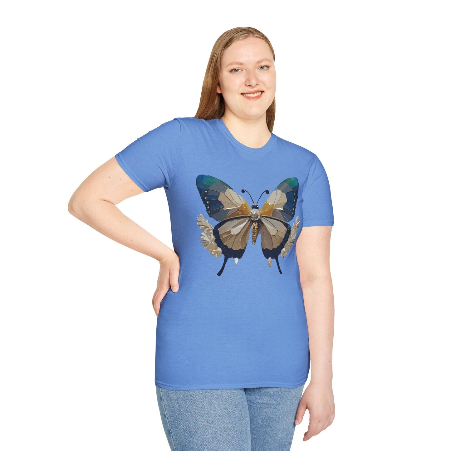 Butterfly Themed Unisex T Shirt With Monarch Design Gildan Softstyle 64000 Premium Ring Spun Cotton