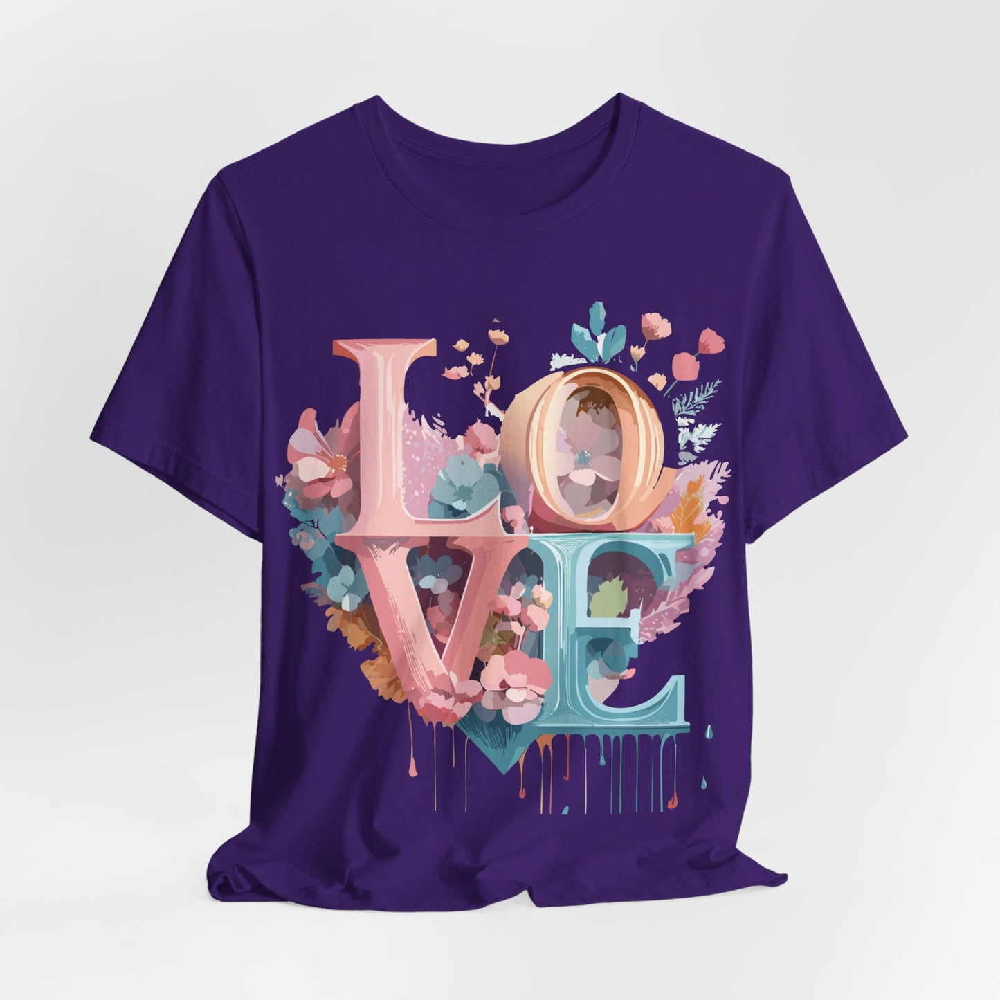 Valentine Day Graphic Unisex 100 Cotton Vintage Artwork with Love and Flower Design Tee 52