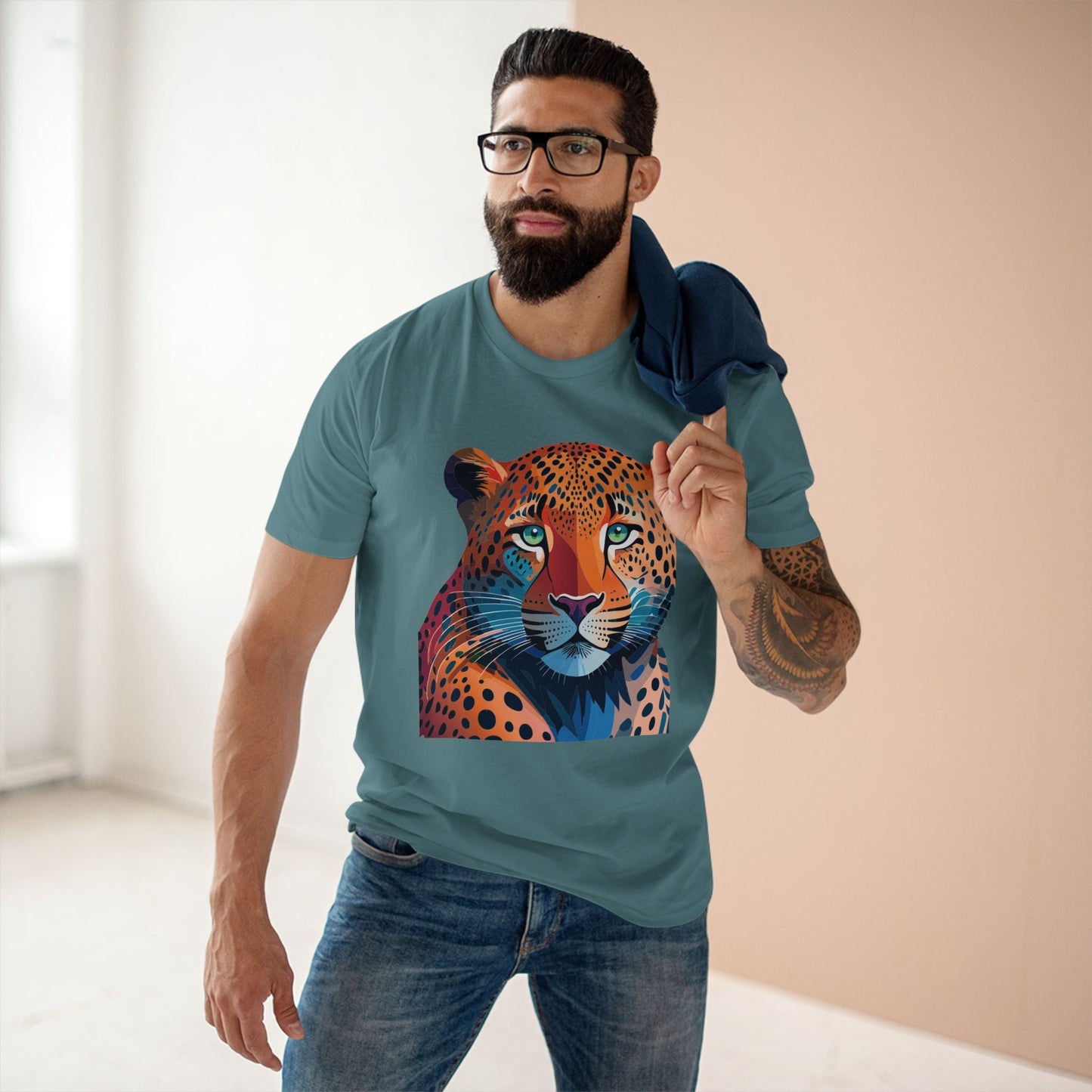 Unisex Cheetah Shirt Premium Cotton Tee With Original Art Design From Retro2Nova Art Collection Soft Breathable Comfort