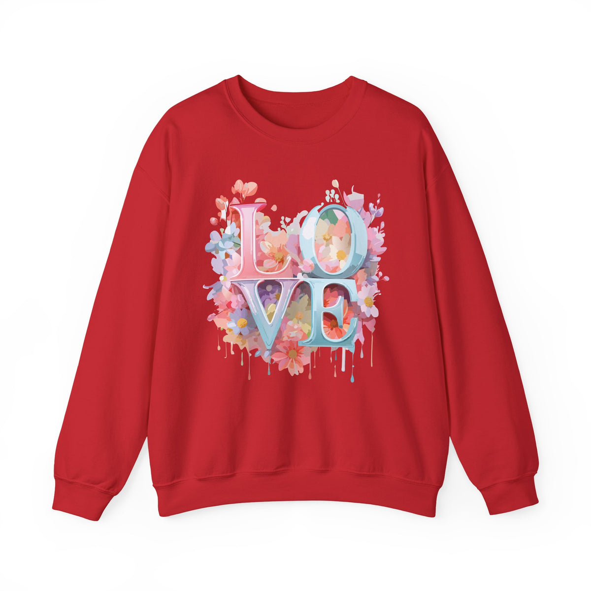 Floral Love Graphic Valentine's Day Sweatshirt Unisex 50/50 Cotton-Poly Sweatshirt w64