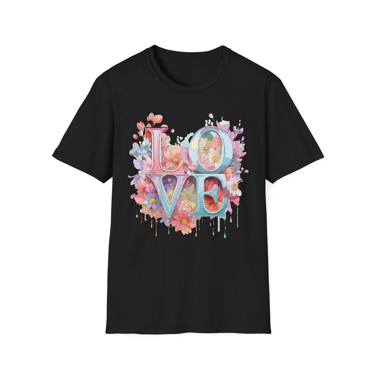 Floral LOVE Typography T-Shirt | Flower Letters Tee