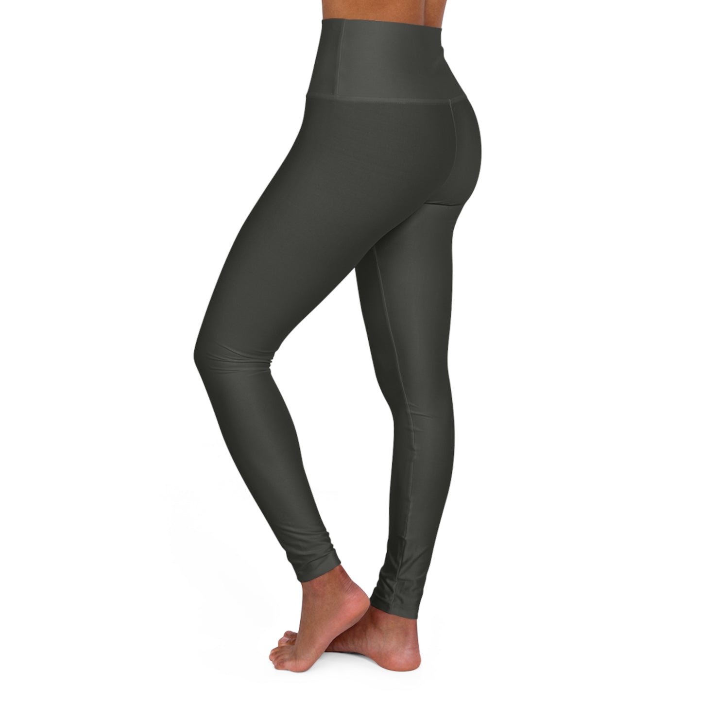 Charcoal Ash Color High-Waist Yoga Leggings Women's Seamless Poly-Span Stretchy Performance Pants