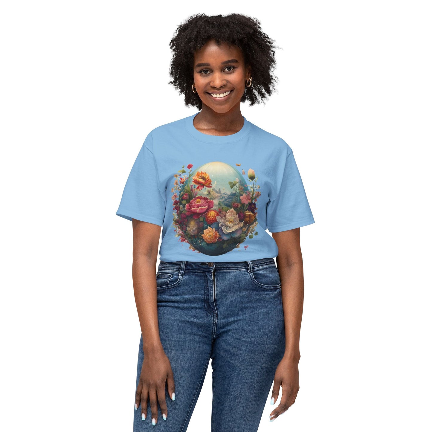 Unisex Floral T Shirt With Vintage Flower Art Print Cotton Tee For Men Women Everyday Wear