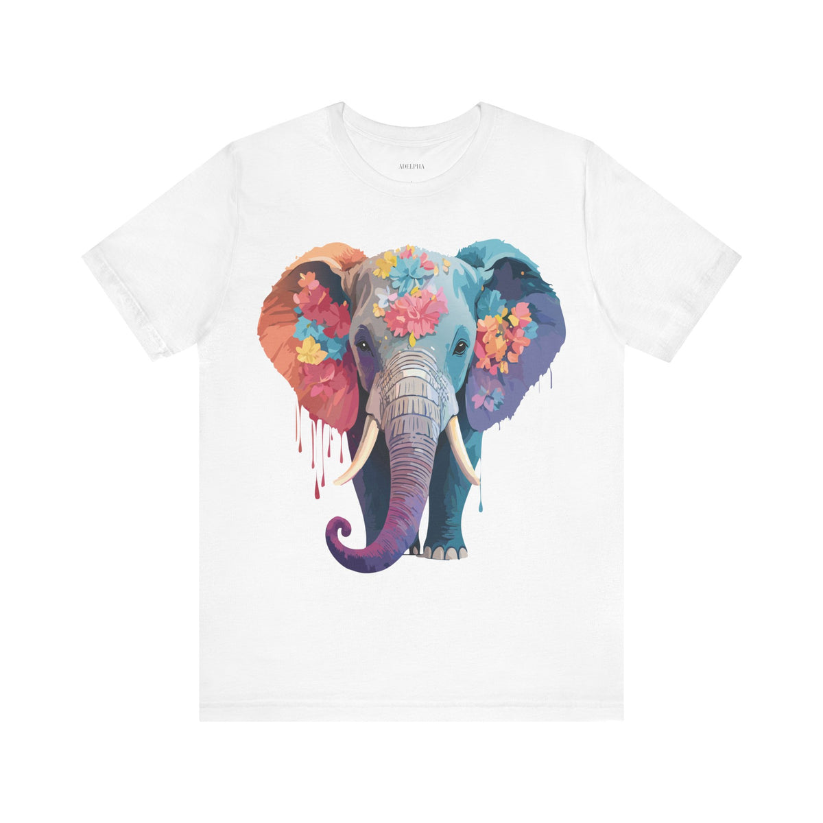 Elephant Graphic Unisex Cotton Bella+Canvas Tee with Art Animal Design e127