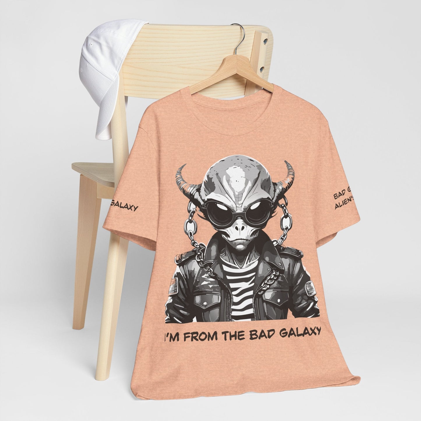 Tee Shirt With Alien From Bad Galaxy One Hundred Percent Cotton Lightweight USA Made With Eco Inks