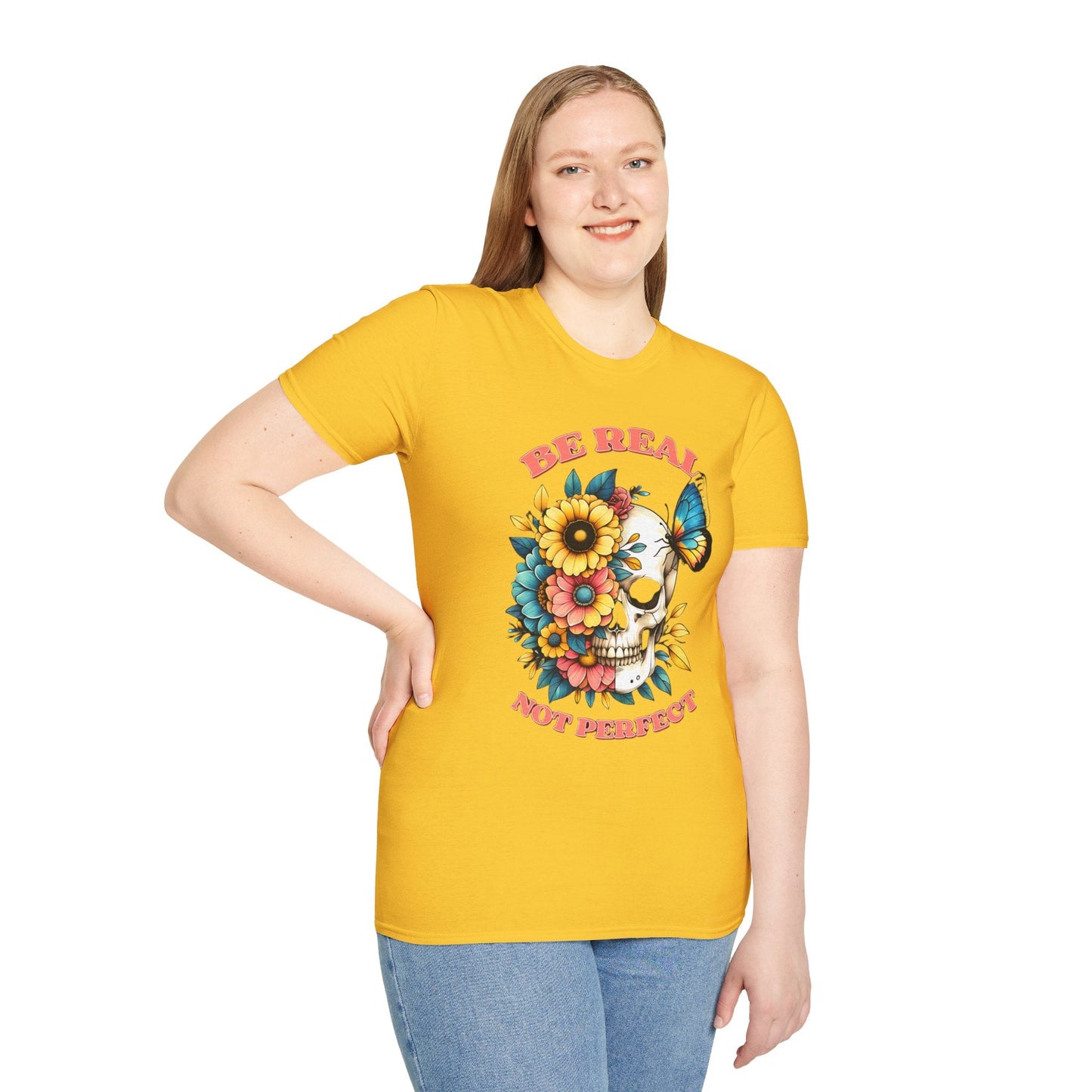 Gildan Skull Tee Shirt Unisex Skeleton Print Tee 100 Percent Ring Spun Cotton Softstyle