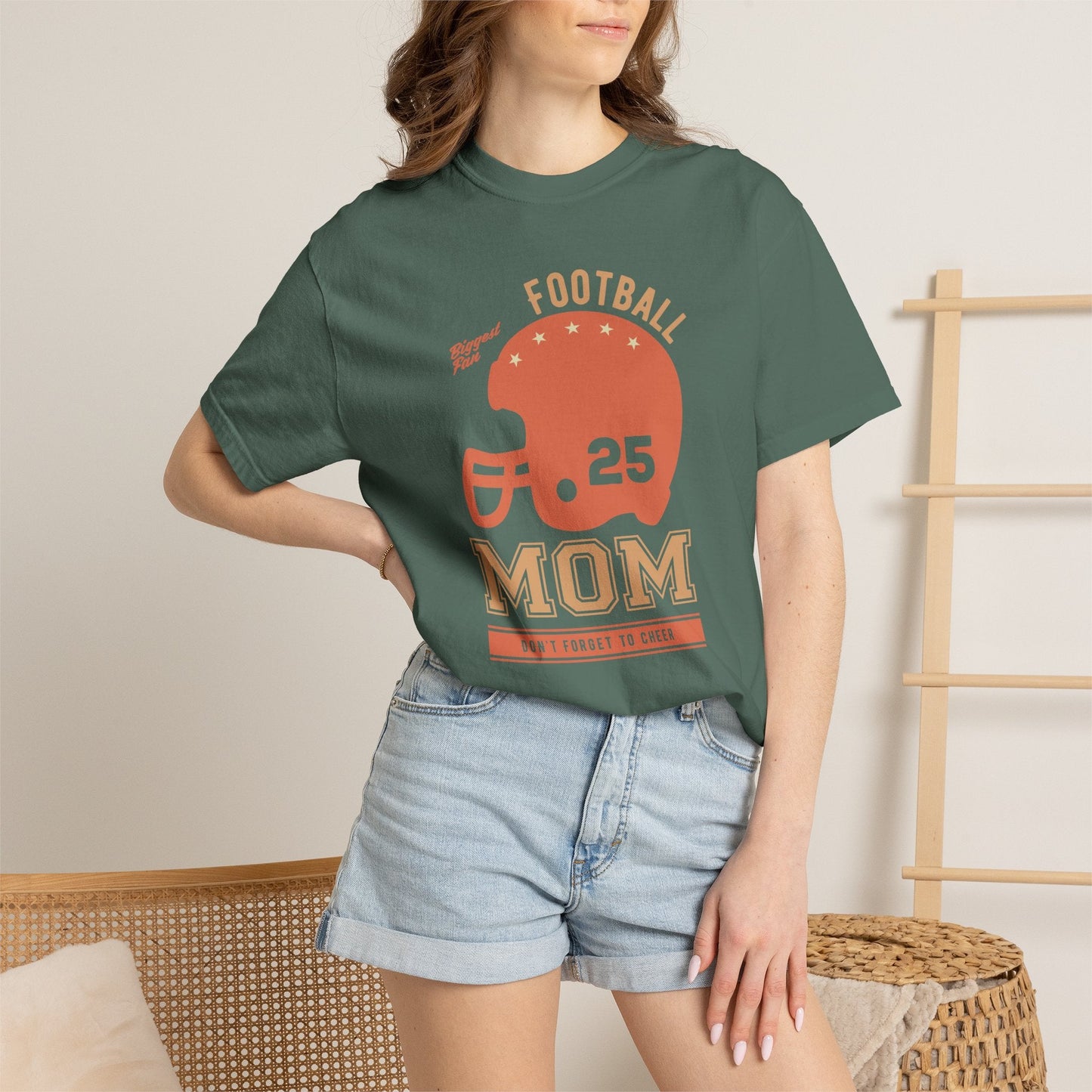 Football Mom T-shirt Mother's Day Mama Tee Unisex Comfort Colors Garment-Dyed Cotton h43