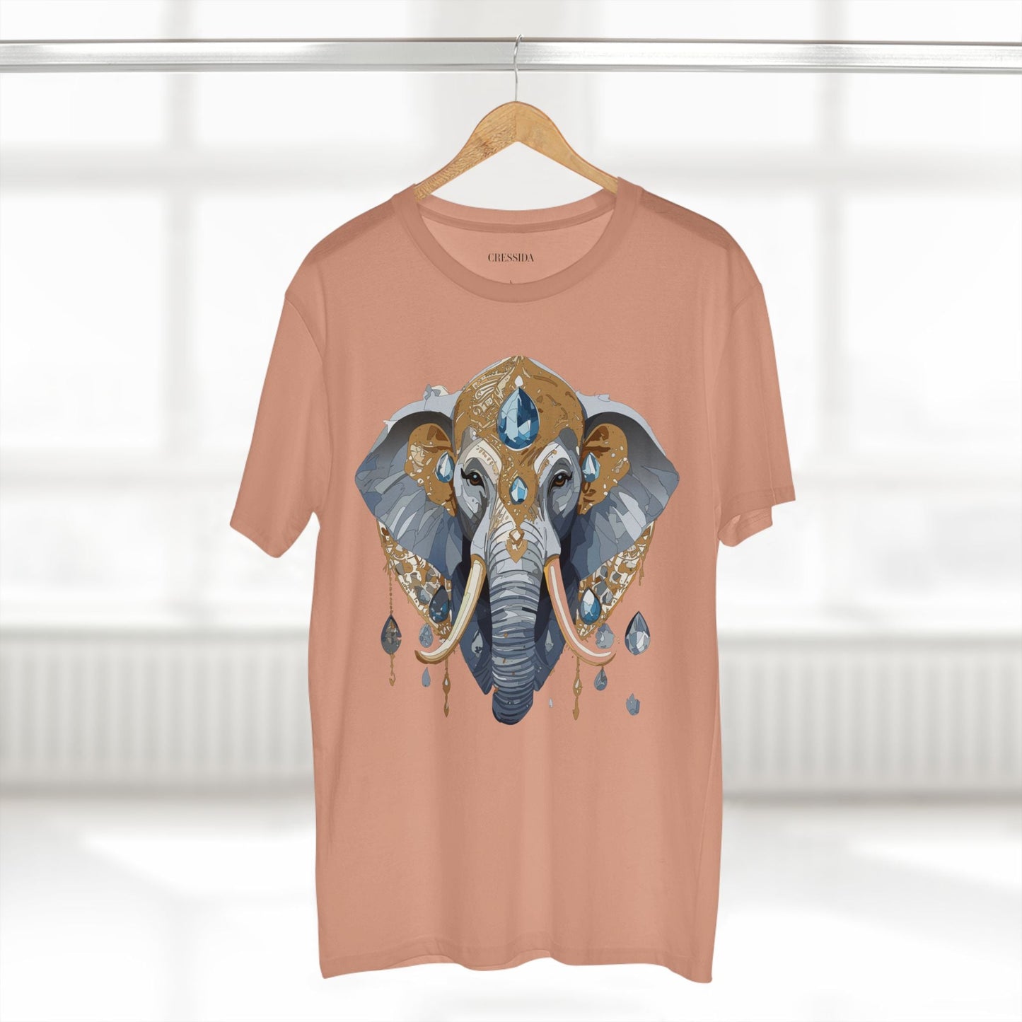 Elephant Graphic Unisex 100 Cotton Tee With Unique Animal Golden Medallion Art Design 36