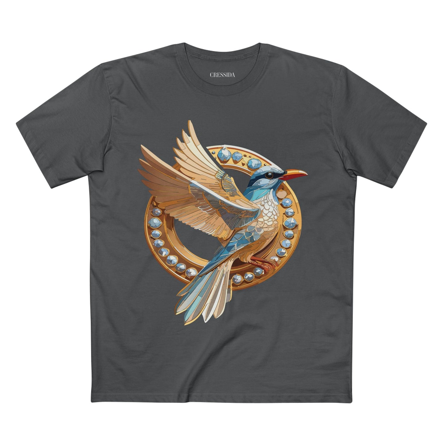 Bird Graphic Unisex 100 Cotton Tee With Unique Animal Golden Medallion Art Design 20