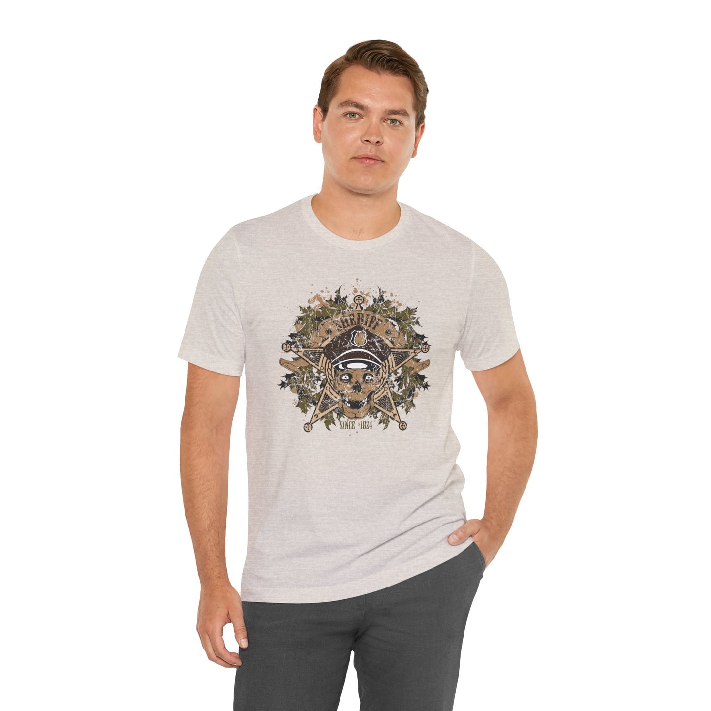Skull Floral Emblem Graphic Unisex Cotton Tee Art-45