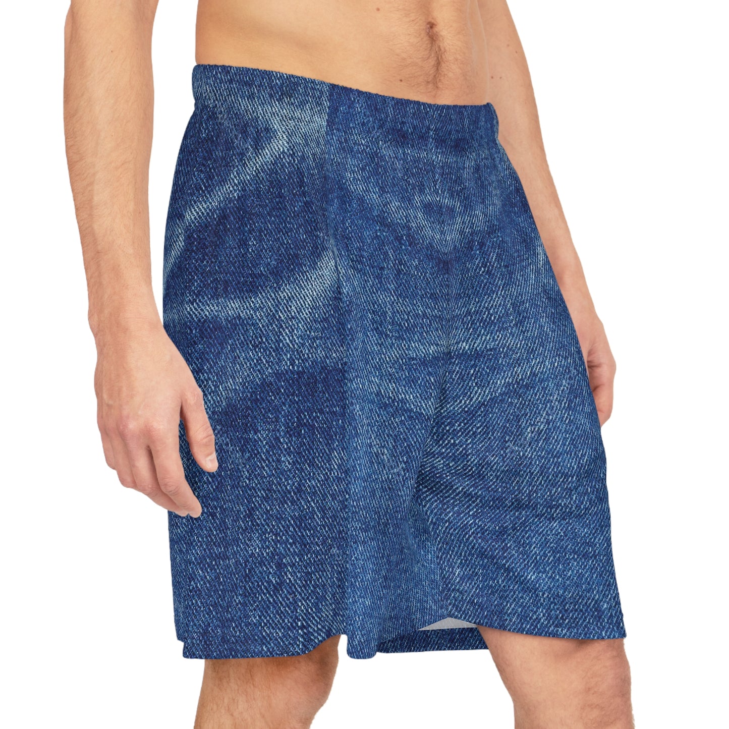 Denim Print Basketball Shorts, Basketball Shorts with Denim Print 3