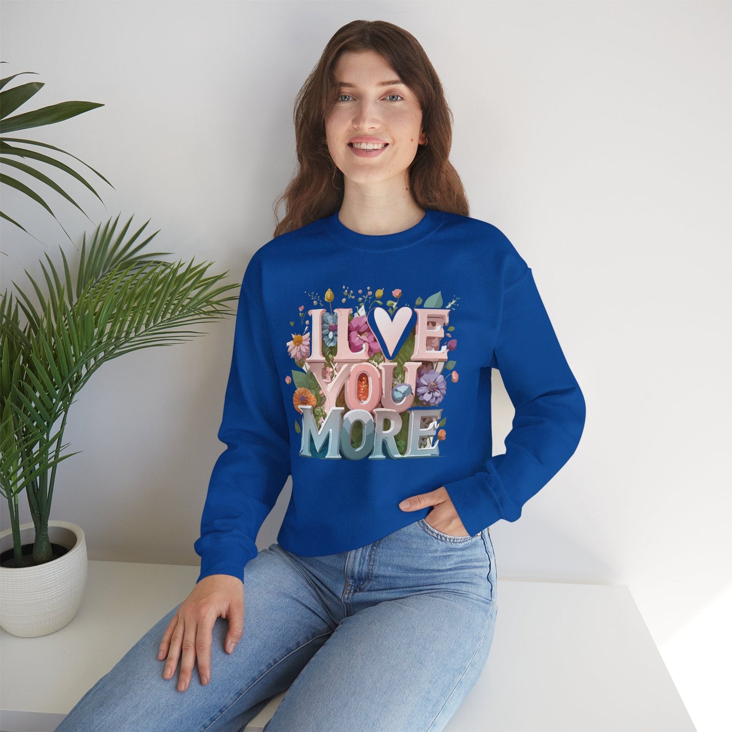 Floral Love Sweatshirt Unisex Crewneck Valentine Day Floral Print Cozy Winter Wear