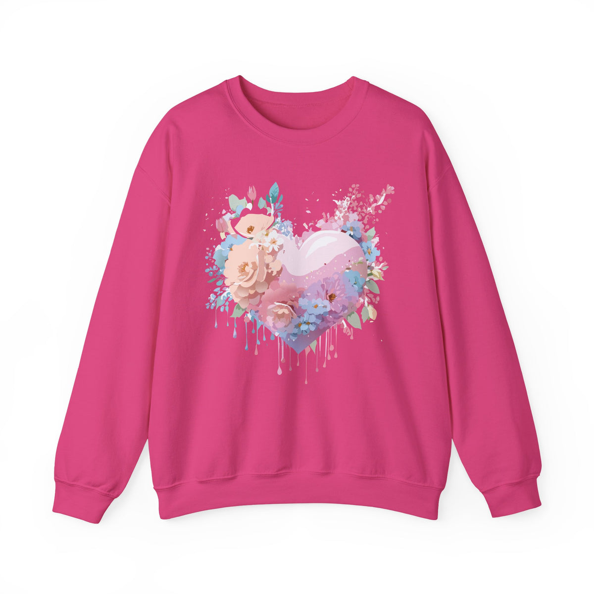 Floral Heart Love Graphic Valentine's Day Sweatshirt Unisex 50/50 Cotton-Poly Sweatshirt w24