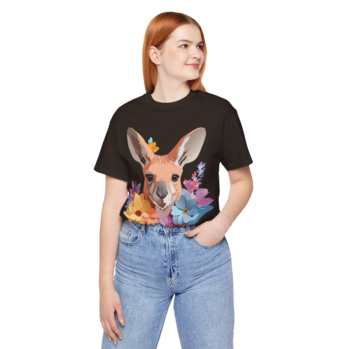 Kangaroo Graphic Unisex Cotton Bella+Canvas Tee with Art Animal Design e39
