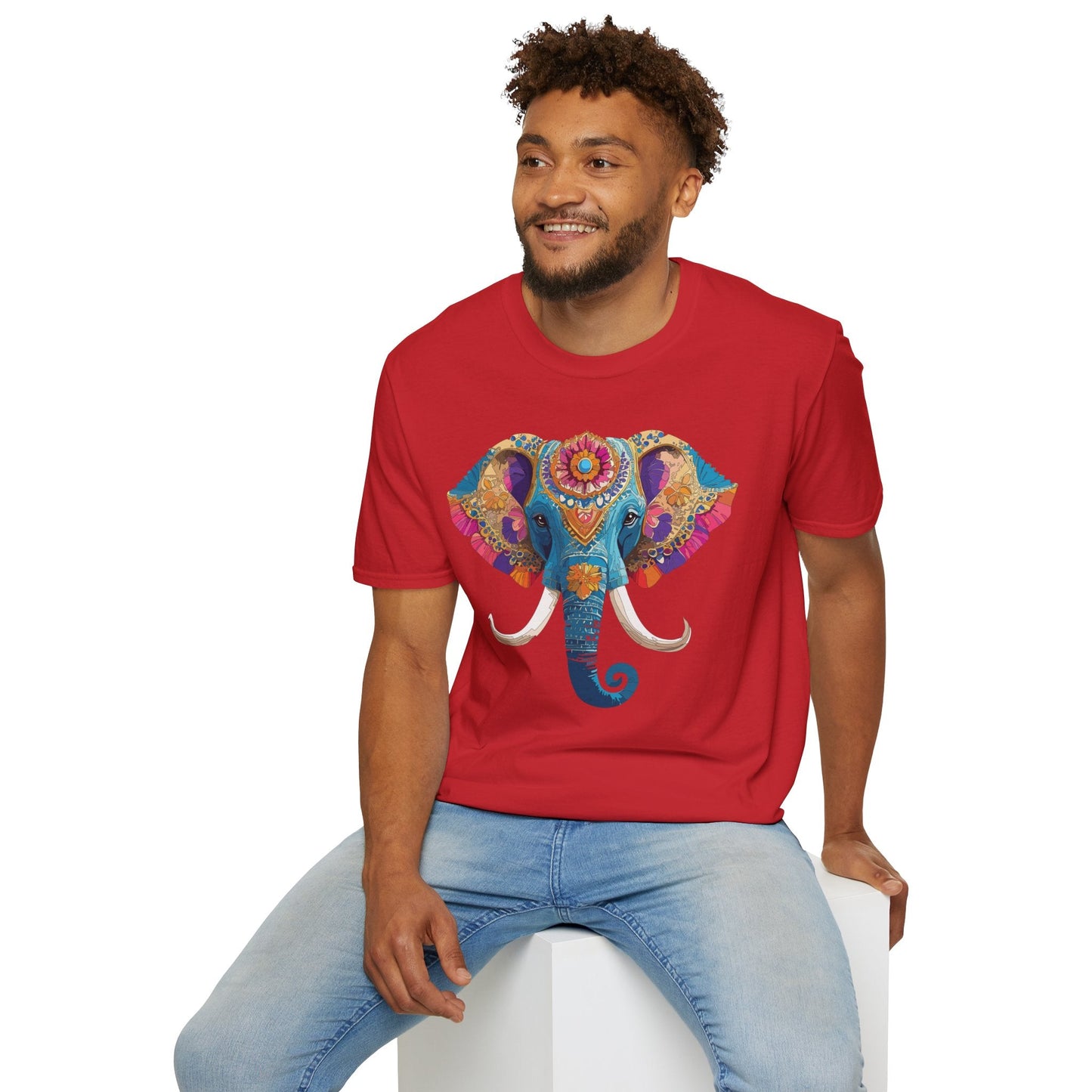 Unisex Elephant Graphic Tee Gildan Softstyle Cotton T Shirt Animal Print Comfortable Wear